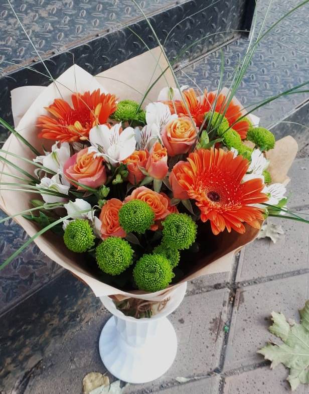 Букет цветов из: Герберы, Хризантемы, Альстромерии и Розы в Прохоровке