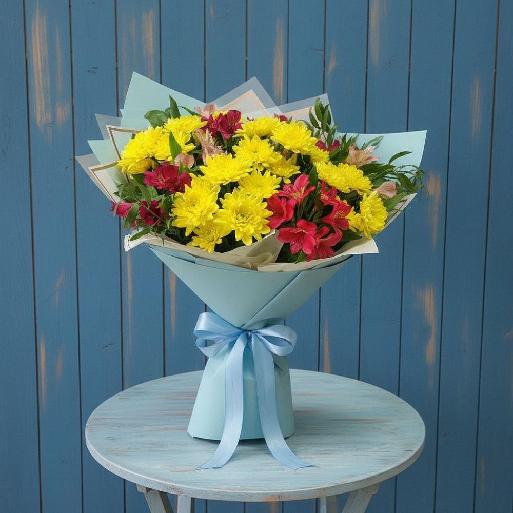 Букет цветов из: Альстромерии и Хризантемы в Прохоровке