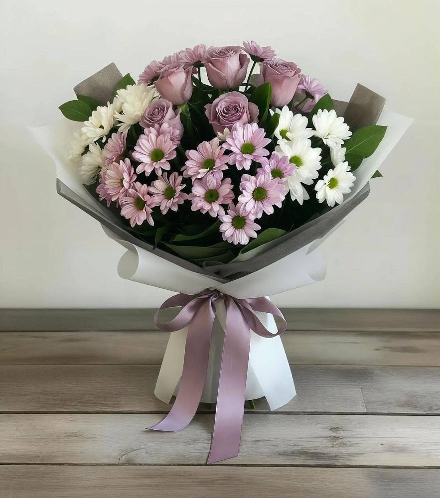 Букет цветов из: Хризантемы и Розы в Прохоровке