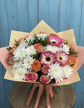 Букет цветов из:  Розы, Герберы и Хризантемы в Прохоровке