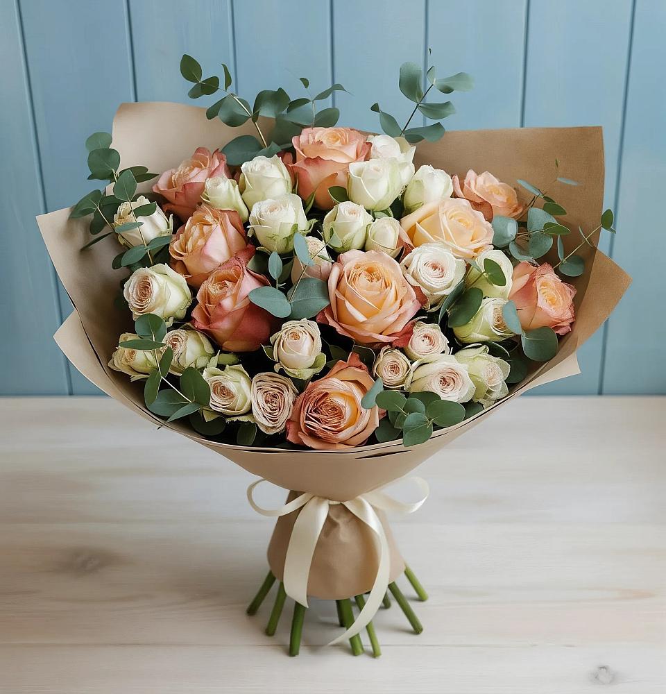 Букет цветов из: Альстромерии и Розы в Прохоровке