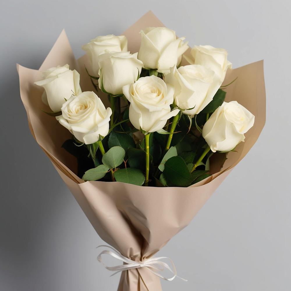 Букет 9 Белых роз Эдлесс Лав в Прохоровке