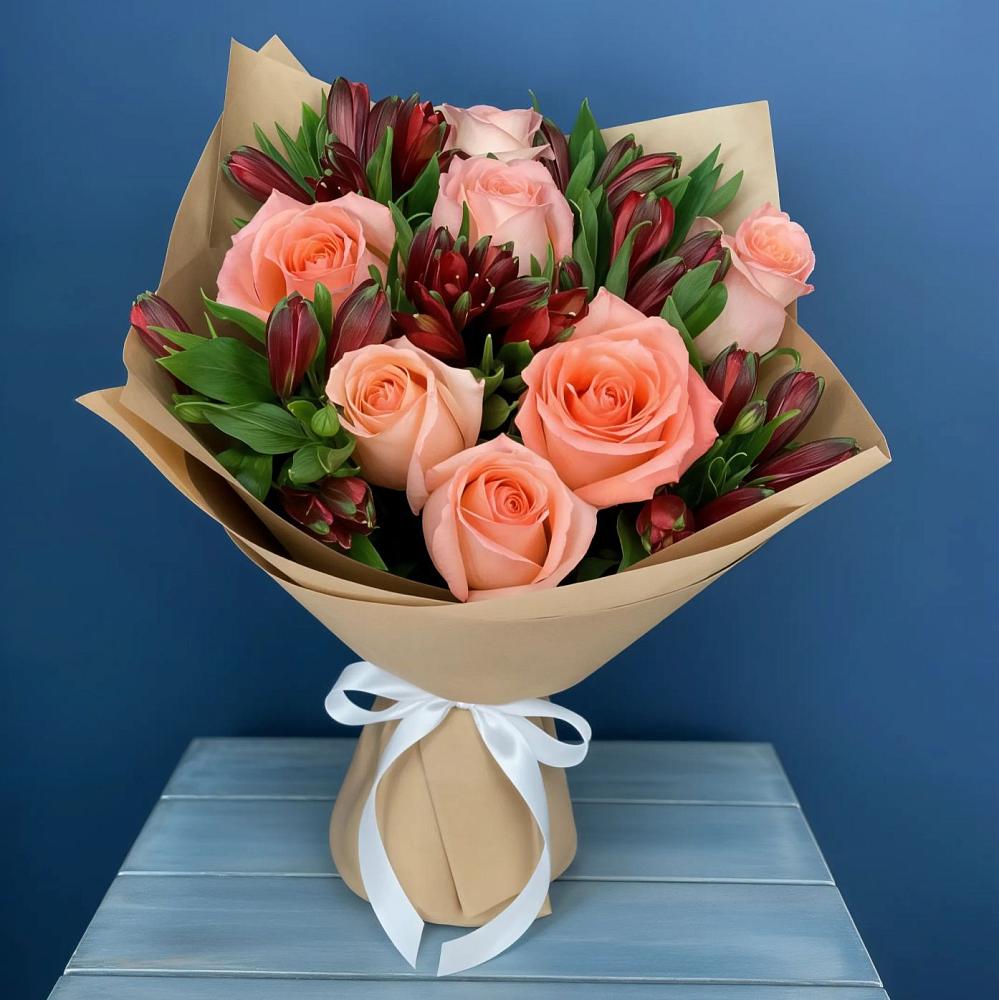 Букет цветов из: Розы и Альстромерии в Прохоровке