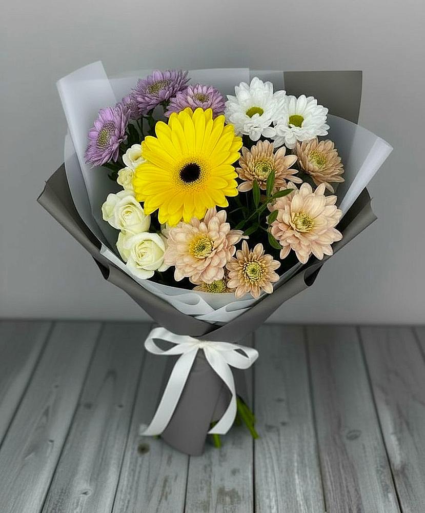 Букет цветов из: Розы, Герберы и Хризантемы в Прохоровке