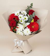Букет цветов из:  Розы, Хризантемы, Герберы и Лилии в Прохоровке