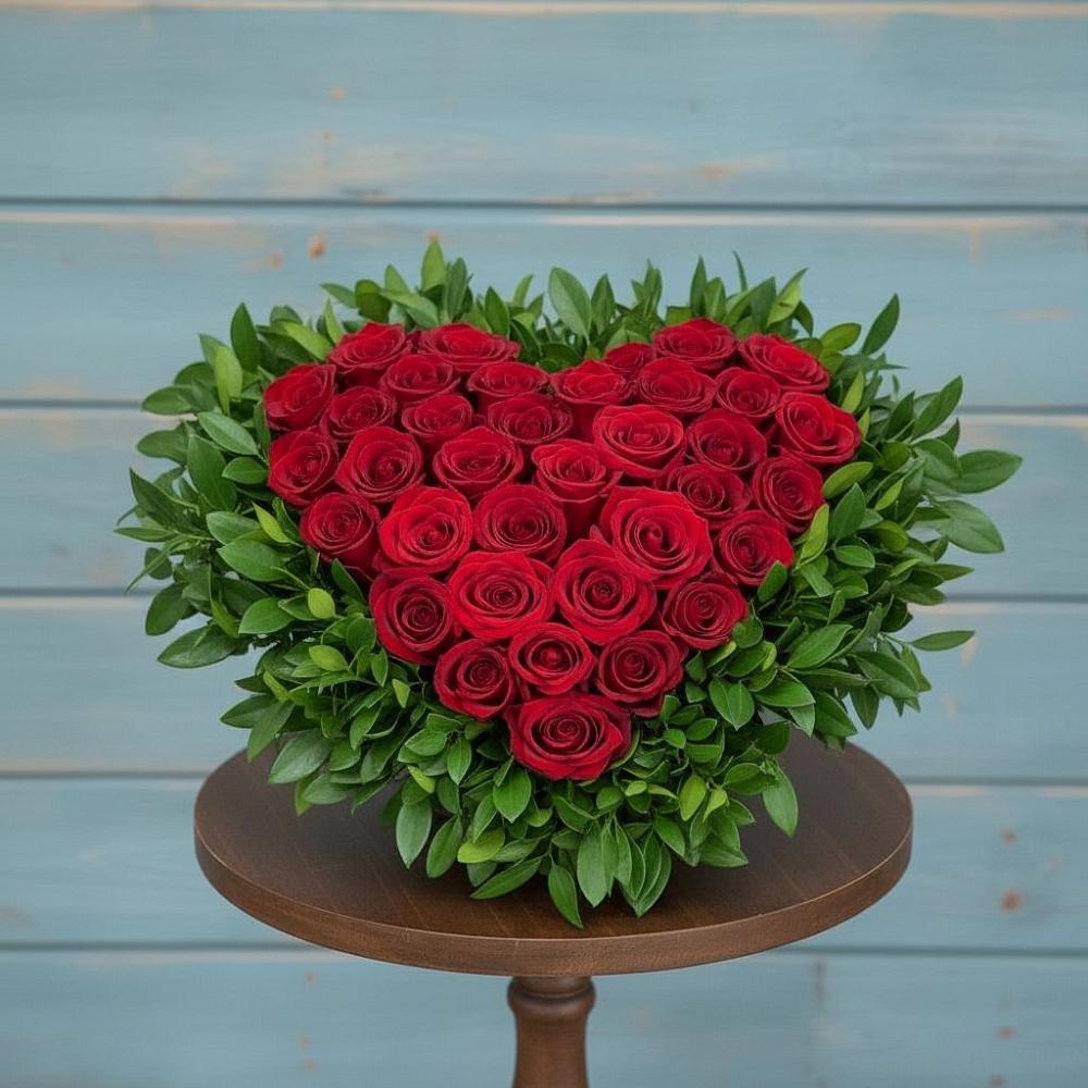 Цветочная композиция из Розы в виде сердца в Прохоровке