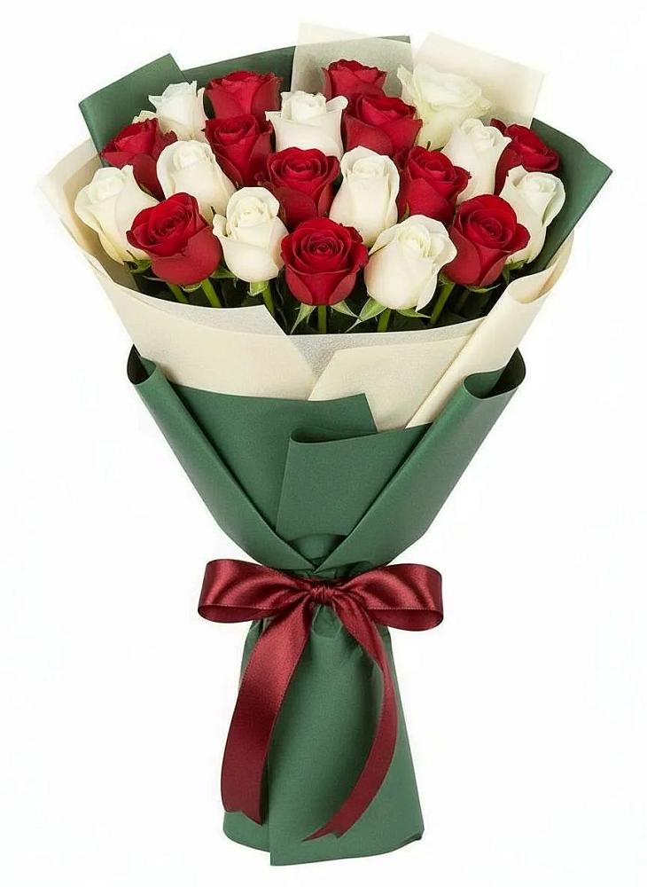 Букет Микс из красных и белых роз в Прохоровке
