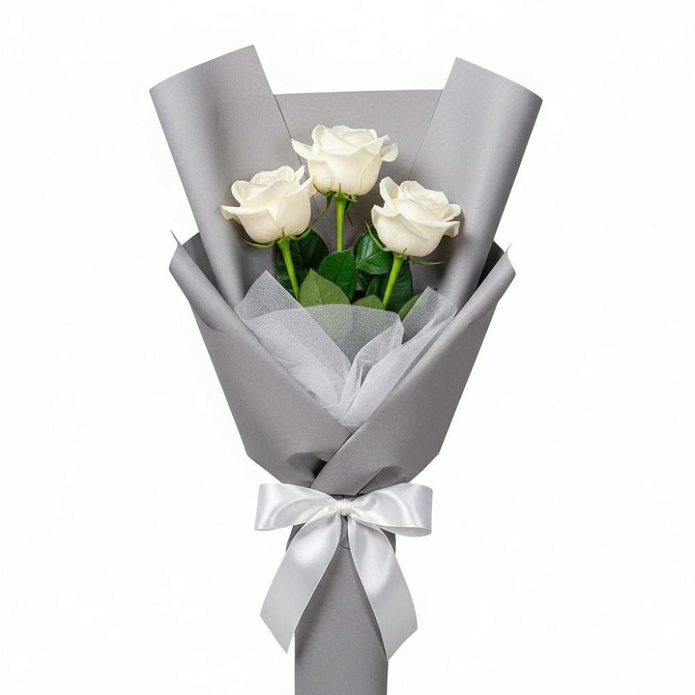 Букет 3 белые розы в Прохоровке