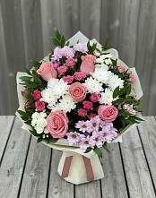 Букет цветов из:  Альстромерии, Гвоздики, Розы и Хризантемы в Прохоровке