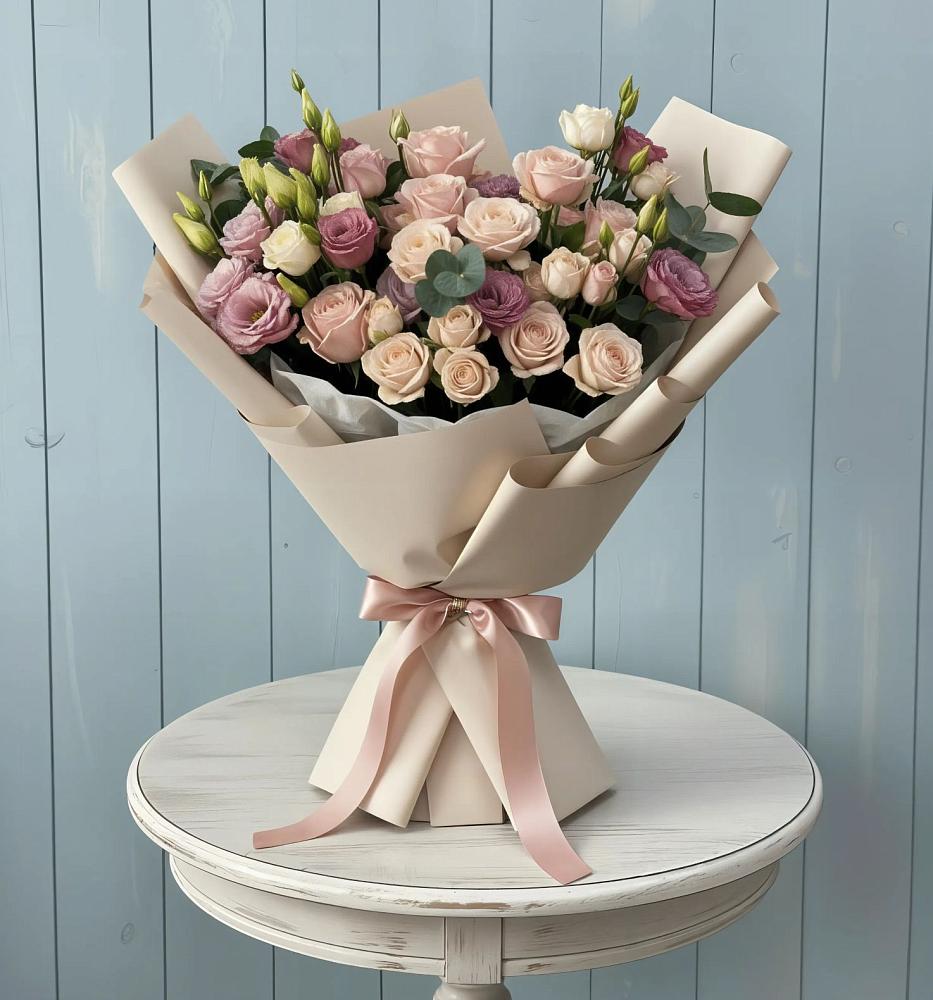 Букет цветов из: Розы и Лизиантусы в Прохоровке