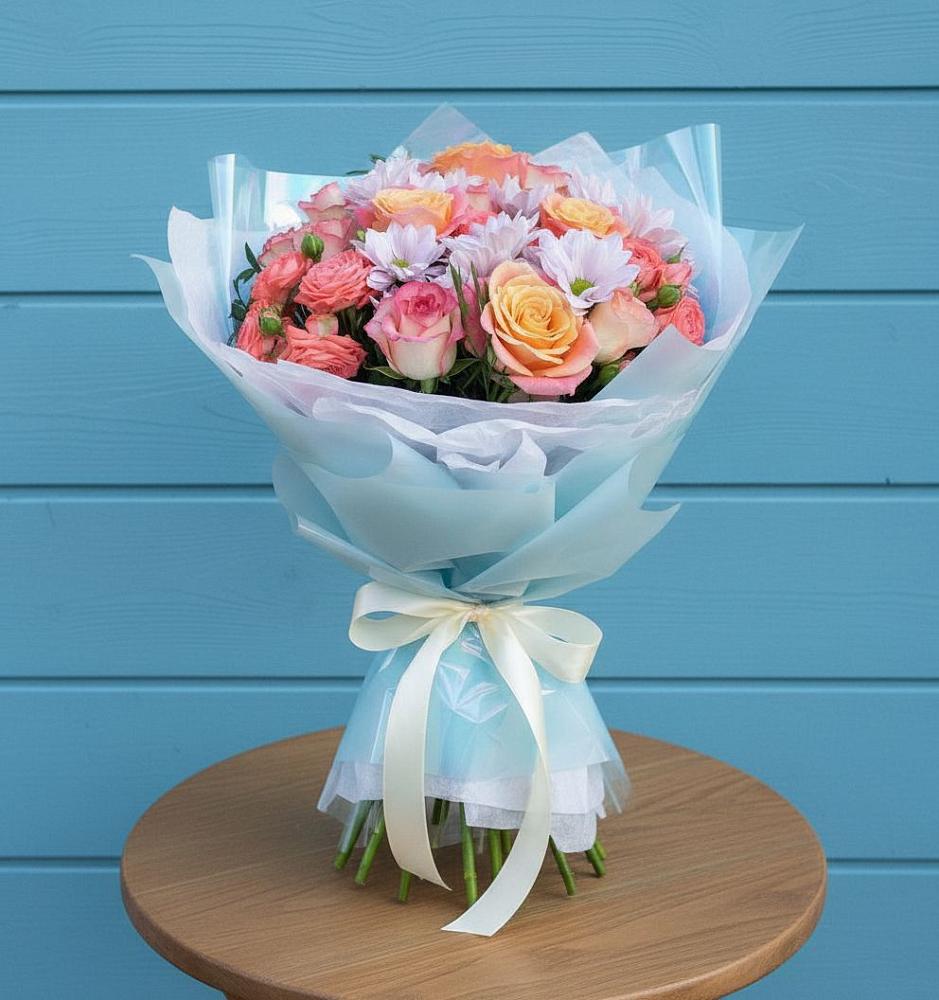 Букет цветов из: Хризантемы и Розы в Прохоровке