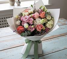 Букет цветов из:  Розы, Лизиантусы и Гвоздики в Прохоровке