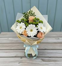 Букет цветов из:  Герберы, Розы и Хризантемы в Прохоровке